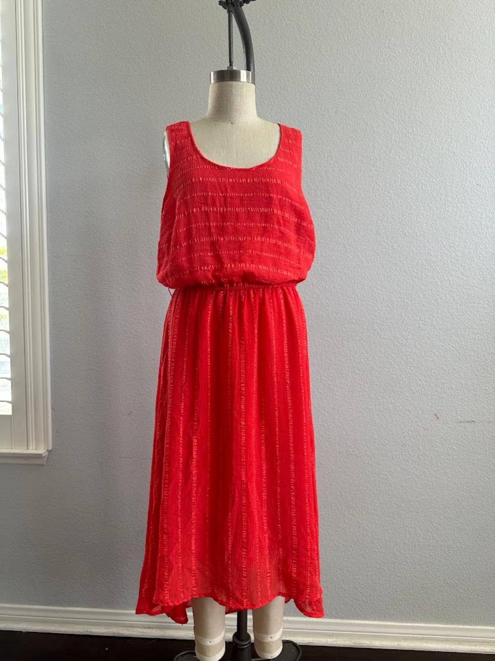 Forever 21 Red Sleeveless Maxi Dress Drawstring Waist Size S
